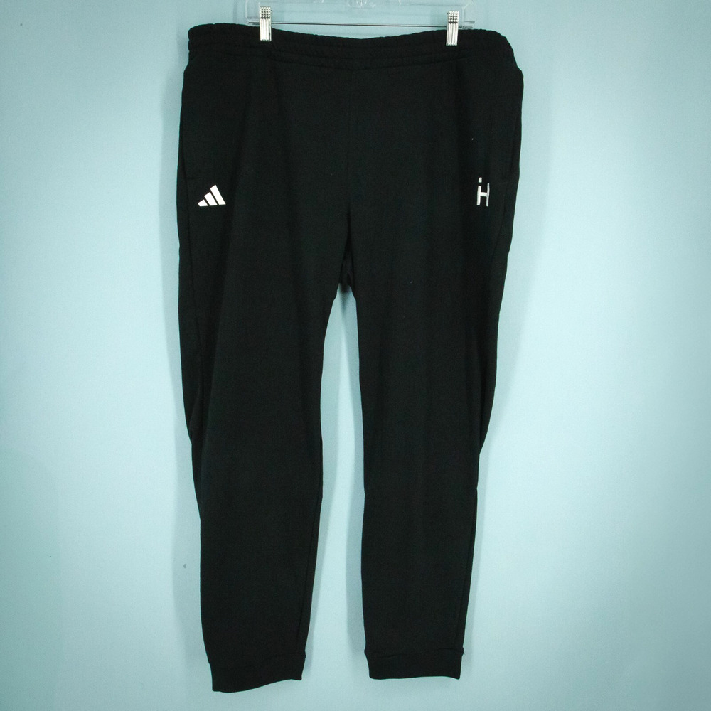Adidas Men's Size XL Black Fleece Drawstring Pull On Jogger Knit Sweatpants A436